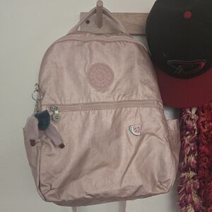Kipling Rose Gold Girls School Backpack